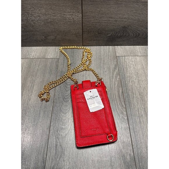 COACH Signature leather crossbody phone Red bag chain - Picture 5 of 13